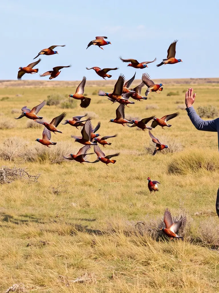 A photograph showcasing the release of pheasants into a managed hunting area, demonstrating ASSOCIATION COMMUNALE DE CHASSE AGREEE D'APCHON's commitment to game management and sustainable hunting.